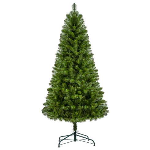 7FT Unlit Artificial Christmas Tree with 775 Tips, Full PVC Branches, Classic Green Holiday Tree with Sturdy Metal Stand for Indoor Home Decoration